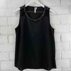 Alya Black Stud/Spike Sleeveless Blouse